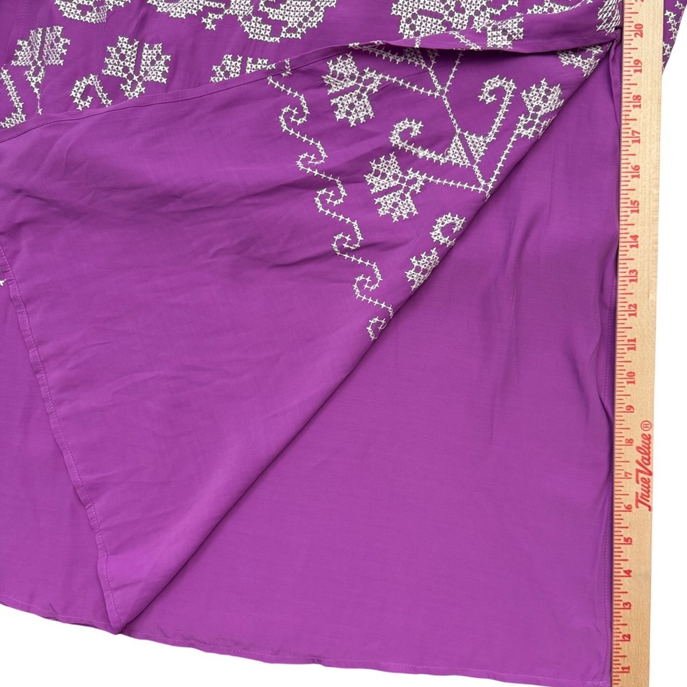 NEW Figue Dress Kaftan XS Purple Peacock Embroidered Maxi Spring Wedding Guest - Picture 12 of 14